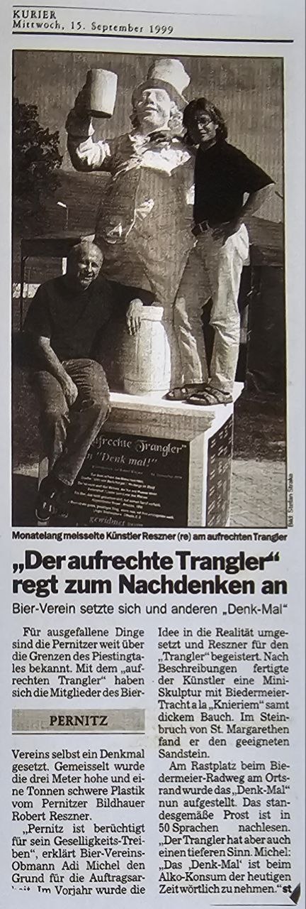 Zeitungsartikel &uuml;ber den aufrechten Trangler und Robert Reszner